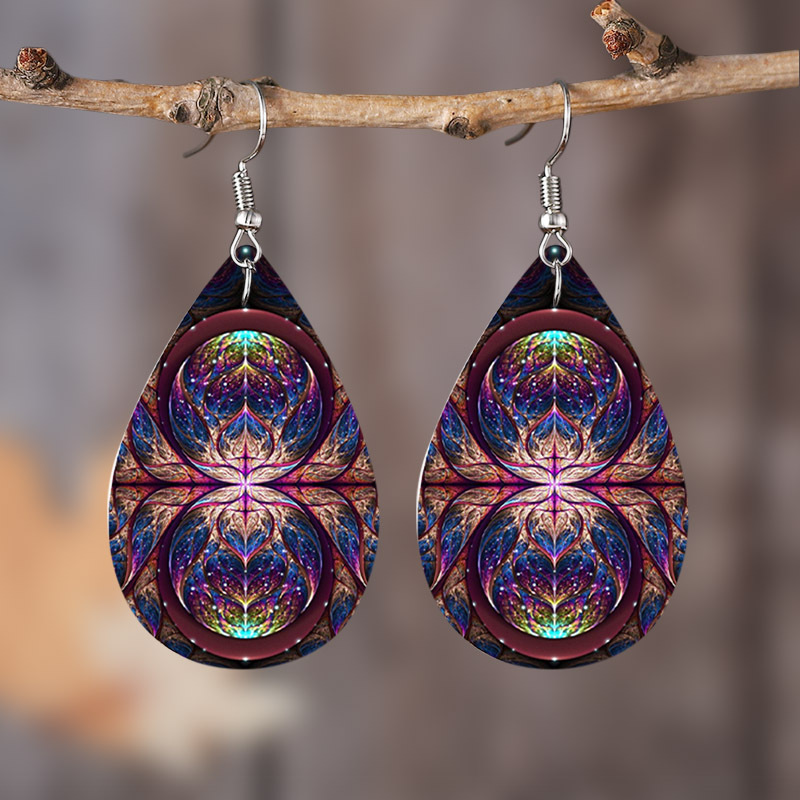 Colorful Bohemian Mystery Earring Impression Painting Dangle Earrings